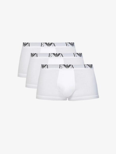 EMPORIO ARMANI Logo-print stretch-cotton trunks pack of three