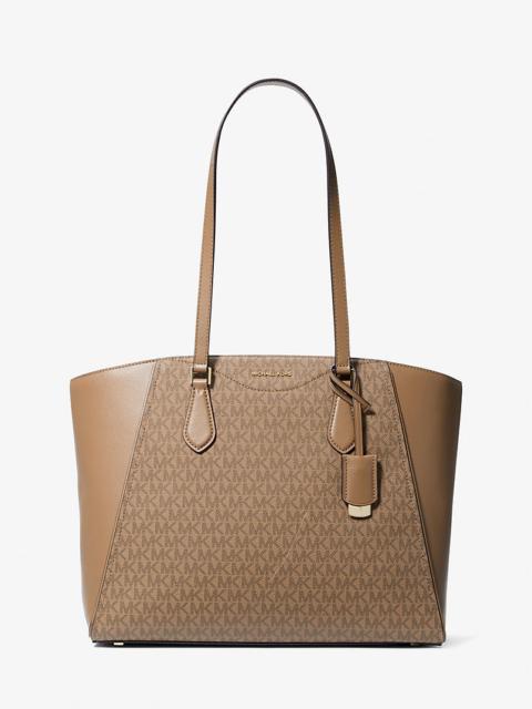 MICHAEL KORS Taryn Large Signature Logo and Leather Tote Bag