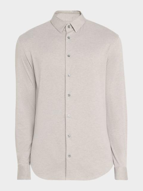 GIORGIO ARMANI Men's Solid Cotton Stretch Sport Shirt