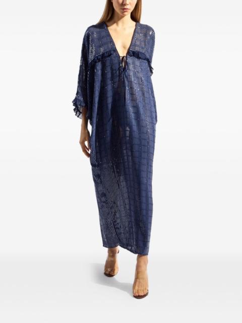 ADRIANA DEGREAS sequin-embellished ruffled kaftan