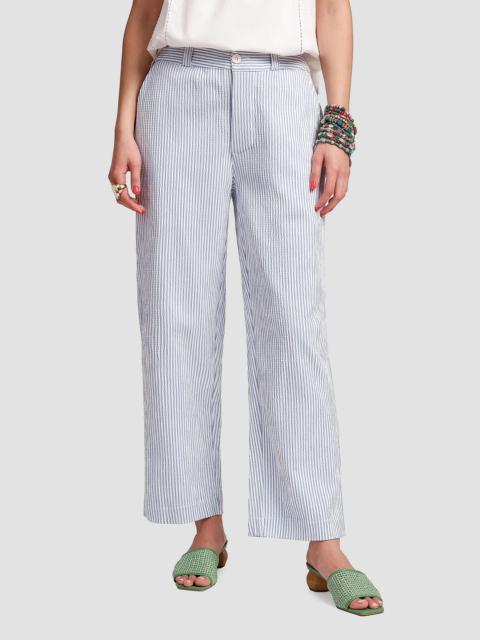 FRANCES VALENTINE Women's Coleman Seersucker Relaxed-Fit Pants - Light Blue White