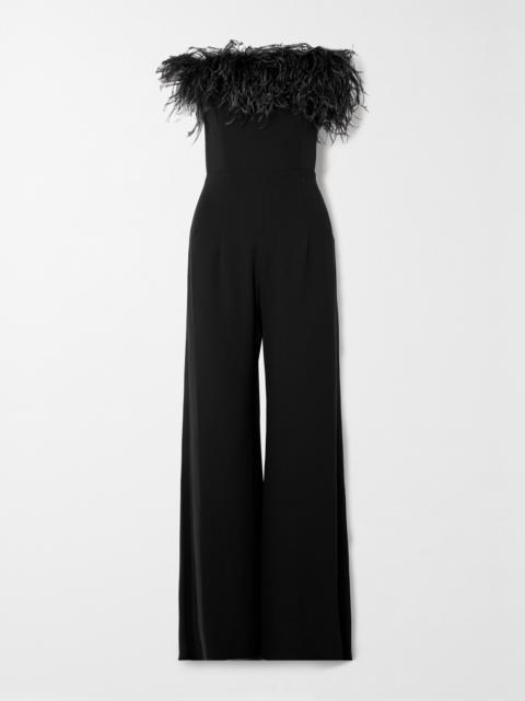 16ARLINGTON Taree Strapless Feather-trimmed Crepe Jumpsuit
