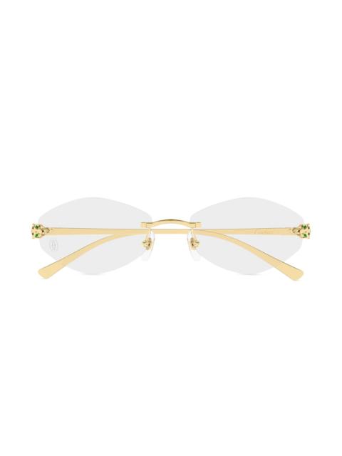 Cartier Women's Panthère Classic 56MM 24K-Gold-Plated Oval Optical Glasses - Gold Clear
