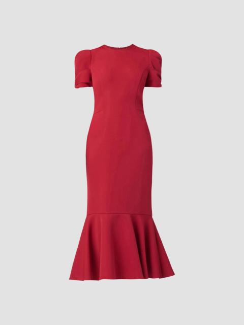 Shoshanna Women's Hartley Crepe Flounce Midi Dress - Burgundy