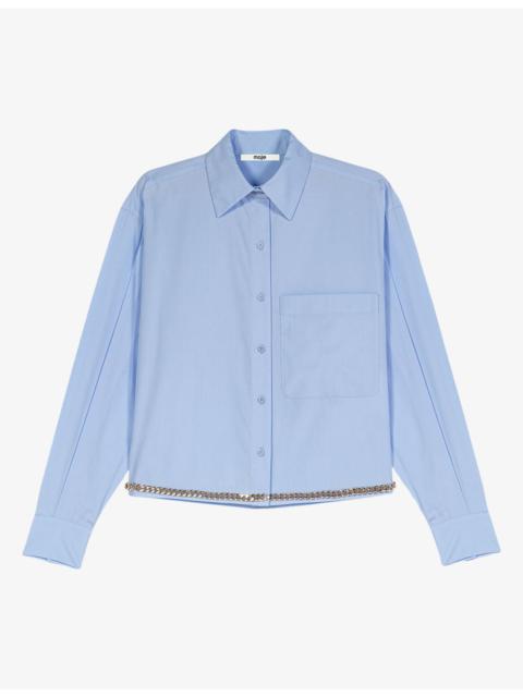 maje Chain-Embellished Boxy-Fit Cotton Shirt