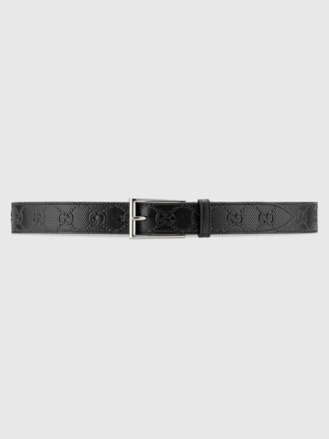 Reversible belt with rectangular buckle in black leather, blue and black  Supreme