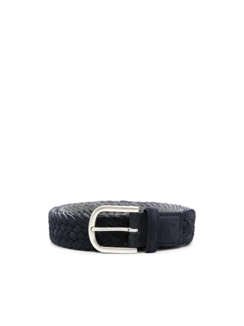 Canali braided leather buckle belt