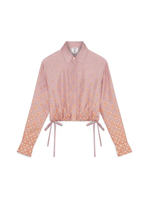 CASABLANCA Monogram Degrade Long Sleeve Silk Shirt