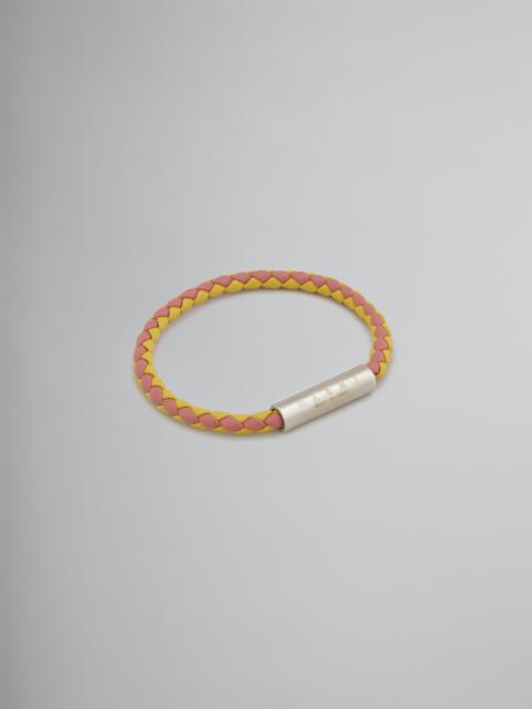 Marni YELLOW AND PINK WOVEN LEATHER BRACELET