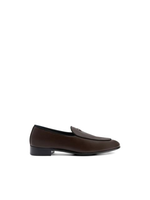 Giuseppe Zanotti metal logo leather loafers