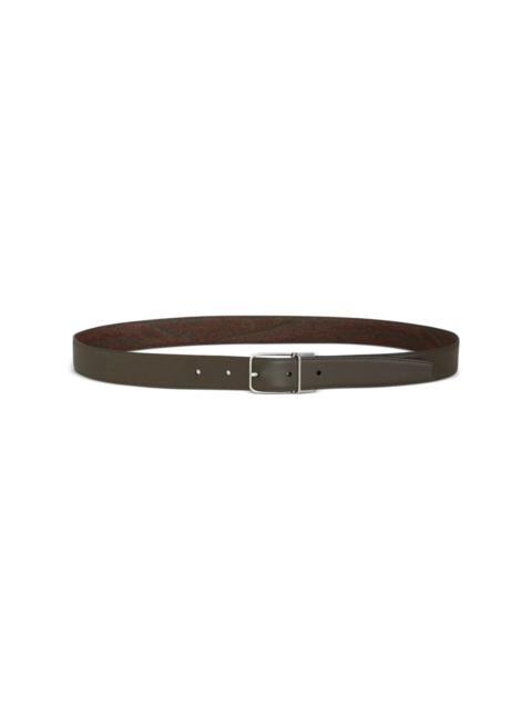 reversible paisley-print leather belt