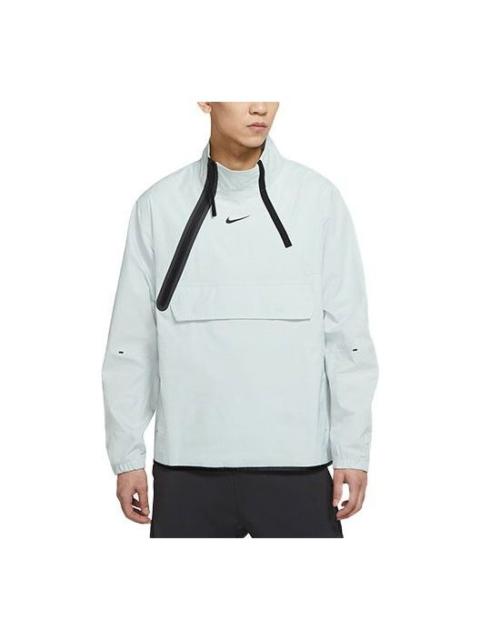 Men's Nike Sportswear Tech Pack logo Casual Splicing Woven Breathable Jacket Tops Light Silver DC698