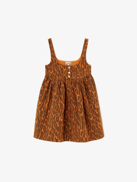 GANNI DRESS IN LEOPARD DENIM