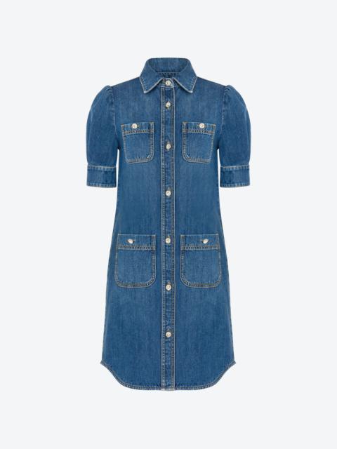 JEWELED BUTTONS RING DENIM DRESS