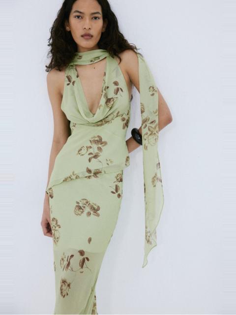 De La Vali DIOSA TOP IN ROSA PALO GREEN VISCOSE GEORGETTE