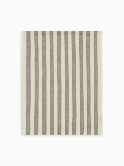 EMPORIO ARMANI MODAL BLEND SCARF WITH JACQUARD STRIPES