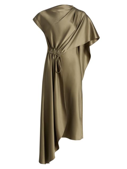 AMSALE Women's Satin Draped Cocktail Dress - Olive