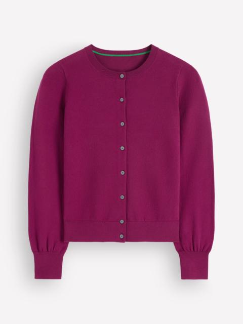 BODEN Camilla Cotton Crew Cardigan-Purple Potion