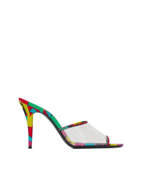 SAINT LAURENT lolita mules in tpu and flower-printed canvas