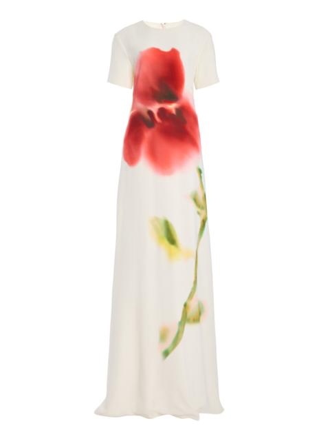 Monique Lhuillier Printed Satin Maxi Dress multi