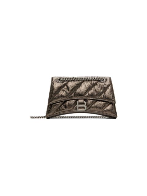 BALENCIAGA Gray Small Crush Chain Bag