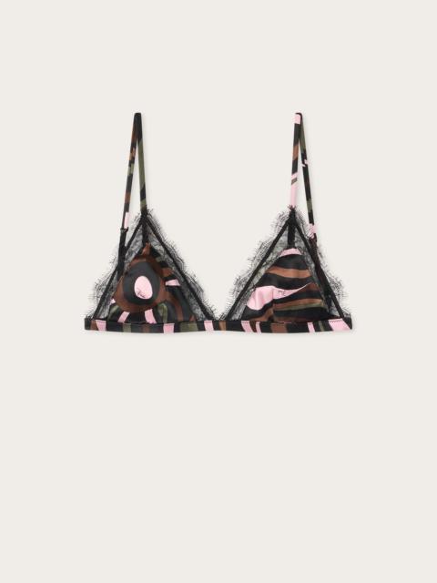 PUCCI MARMO PRINT STRETCH SILK SATIN BRALETTE