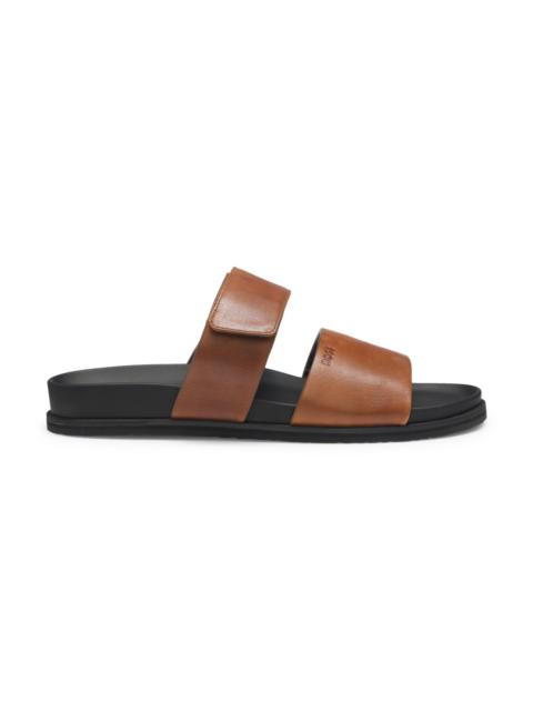 BOSS LEATHER SLIDES WITH RIPTAPE STRAP