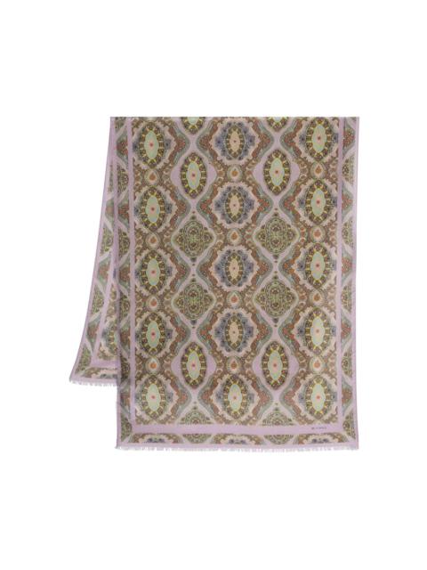 medallion-print interwoven scarf