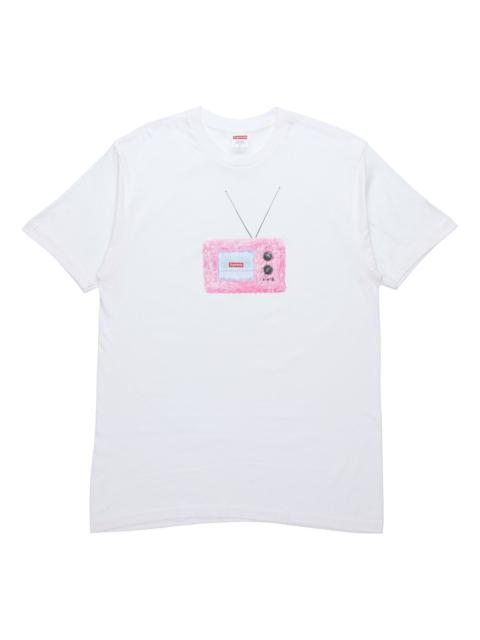 Supreme SS18 TV Tee White Printing Short Sleeve Unisex 'White Pink' SUP-SS18-0084