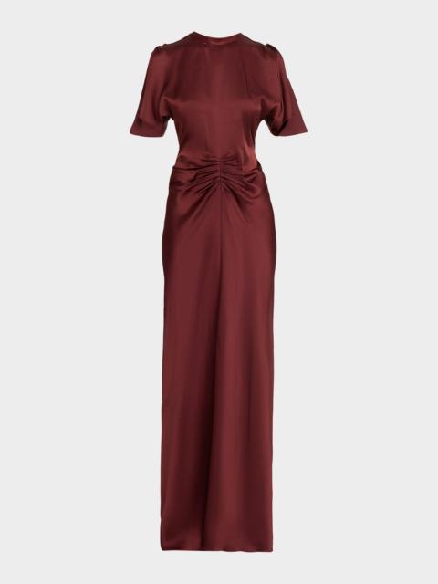 Victoria Beckham Gathered Waist Satin Maxi Dress