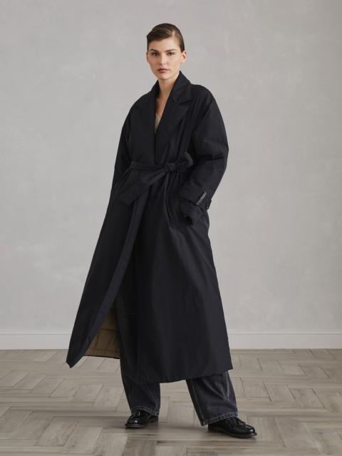 Brunello Cucinelli Water-resistant techno cotton trench with Thermore® padding and shiny cuff details