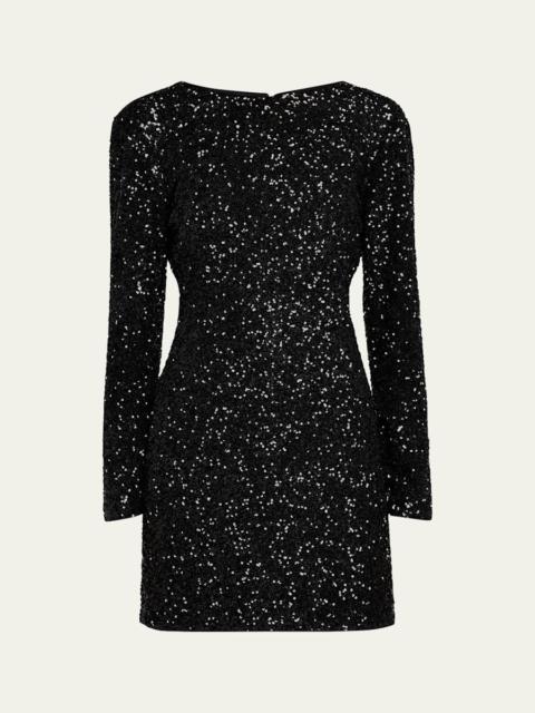 Long-Sleeve Sequined Mini Dress