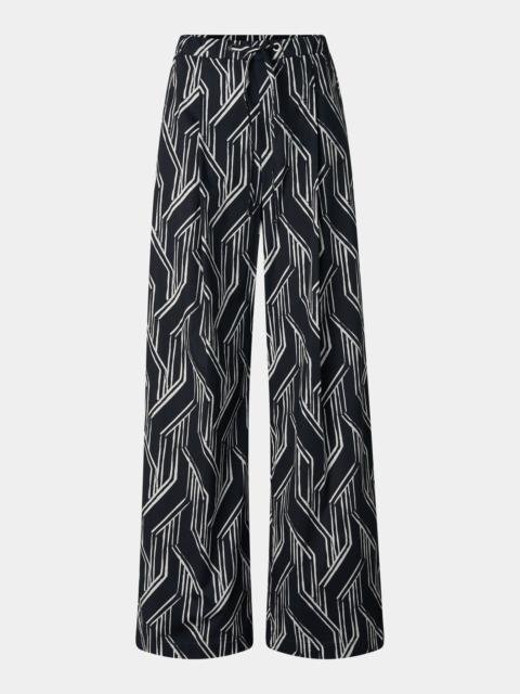 BOGNER Pleated trousers Gina in Navy blue/white