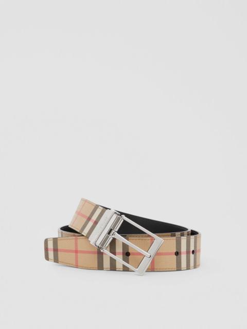 Burberry Reversible Vintage Check E-canvas and Leather Belt