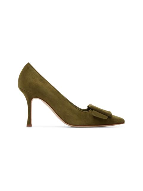 Manolo Blahnik Khaki Maysalepump 90 Heels