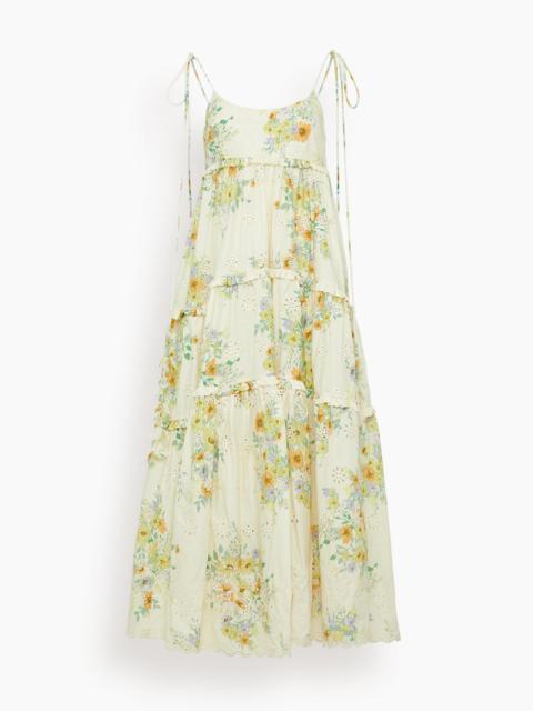 ALÉMAIS Juliette Tiered Midi Dress in Cream