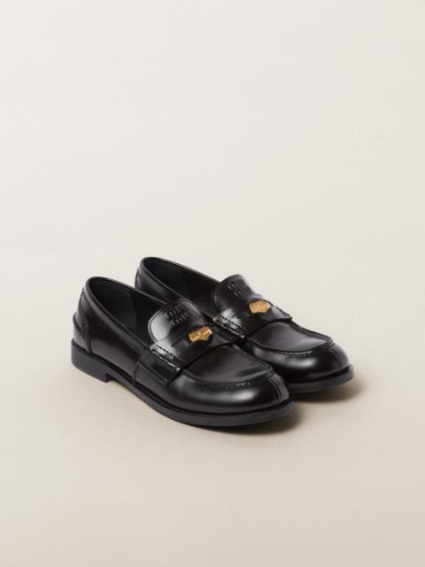 Brushed leather loafers