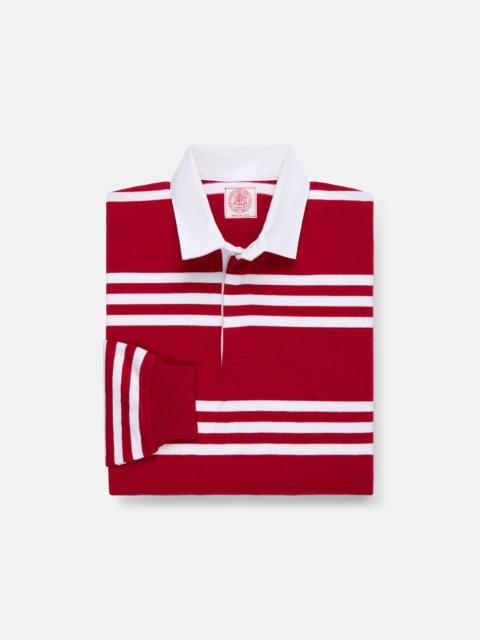 J. PRESS MADE-IN-USA RED & WHITE TRIPLE STRIPE COTTON RUGBY