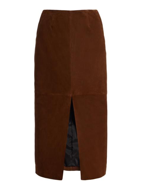 ROTATE Pencil Suede Midi Skirt