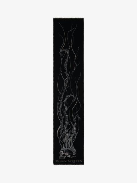 Alexander McQueen Jellyfish Skull Scarf in Midnight Blue