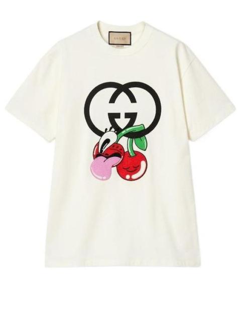 GUCCI (WMNS) Gucci Cotton Jersey Printed T-Shirt 'Off White' 776596-XJGHP-9088