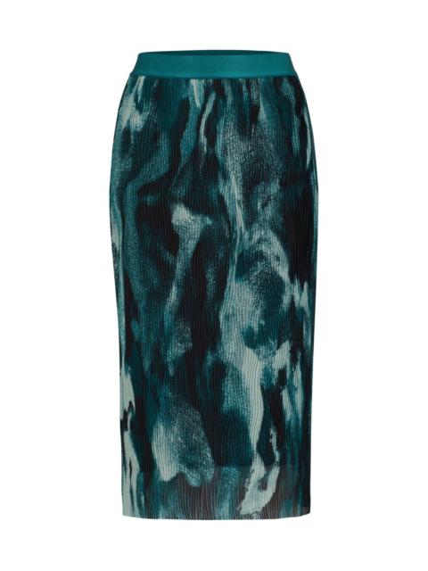 BOSS STRETCH-TULLE SLIM-FIT SKIRT WITH SEASONAL PRINT