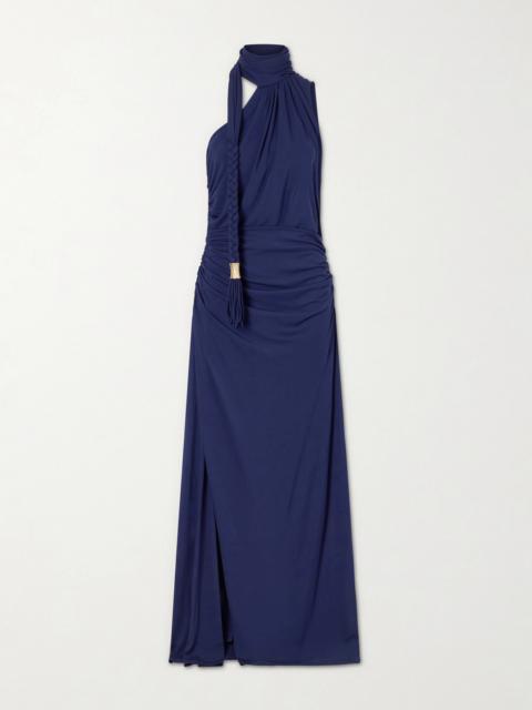 SIMKHAI Moira Tussled Ruched Stretch-jersey Gown