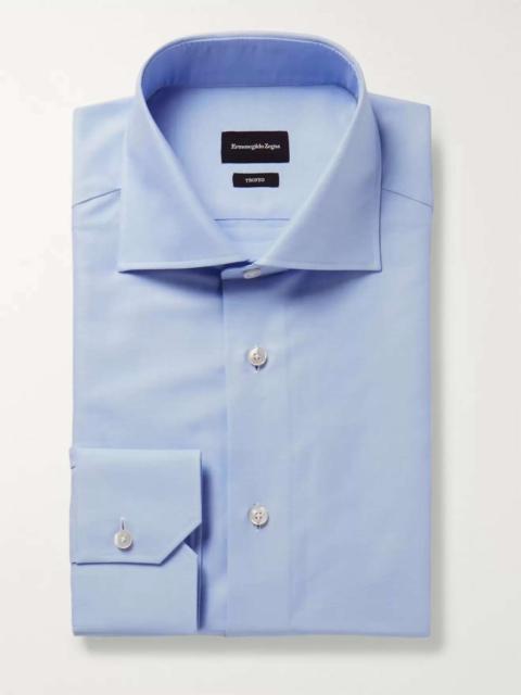 Light-Blue Trofeo Slim-Fit Cutaway-Collar Cotton-Poplin Shirt
