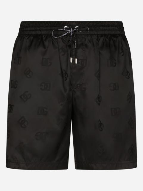 Dolce & Gabbana Mid-length jacquard swim trunks with DG Monogram