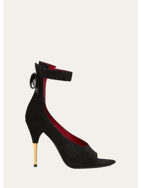 Valentino Suede Bow-Back Stiletto Sandal