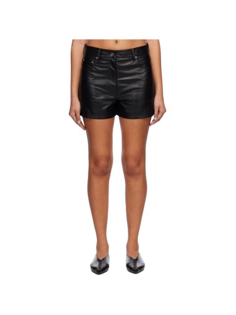 SYSTEM Black PatchLeather Shorts