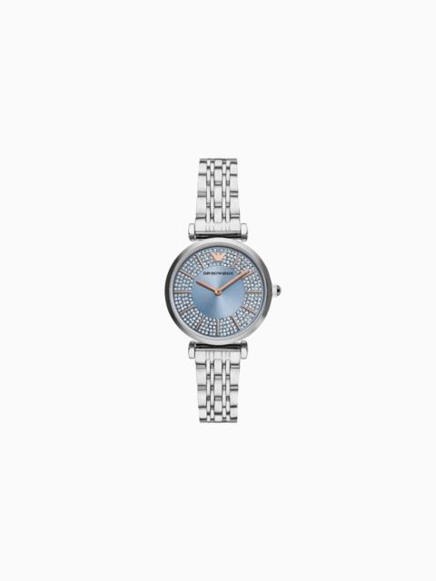 EMPORIO ARMANI TWO-HAND STAINLESS STEEL WATCH