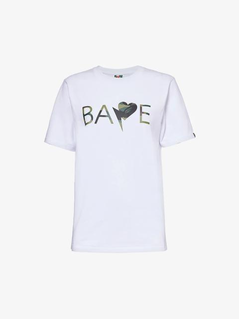 A BATHING APE® Camo Heart logo-print cotton-jersey T-shirt