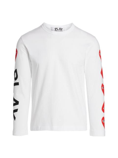 Comme Des Garçons Men's Multi-Heart Long-Sleeve T-Shirt - White
